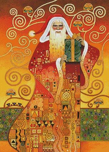 cross stitch pattern Klimt Santa