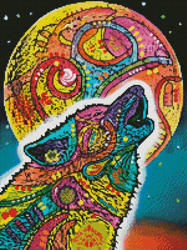cross stitch pattern Mini Abstract Howling Wolf