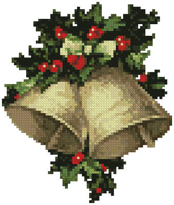 cross stitch pattern Mini Bells and Holly