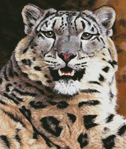 cross stitch pattern Mini Snow Leopard Close Up