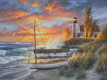cross stitch pattern Point Betsie Lighthouse (Large)