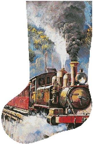 cross stitch pattern Puffing Billy Stocking (Left)