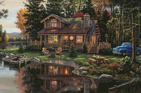 cross stitch pattern Peace River Cabin (Large)