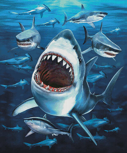 cross stitch pattern Shark Frenzy (Large)