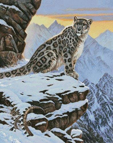 cross stitch pattern Snow Leopard Mountain