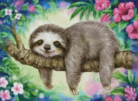 cross stitch pattern Sloth Lazy Morning
