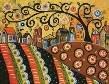 cross stitch pattern Sunny Landscape