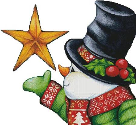 cross stitch pattern Snowman with Star (No Background)