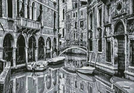 cross stitch pattern Venice Canal Black and White