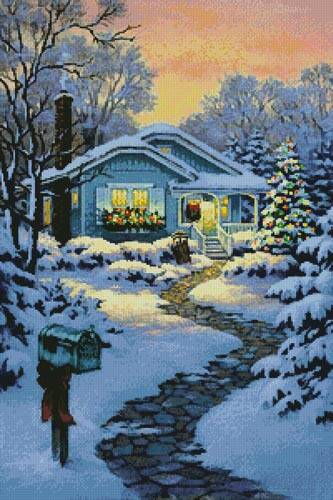 cross stitch pattern Christmastime Cottage