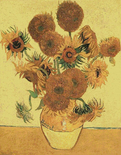 cross stitch pattern Fourteen Sunflowers 2 (Large)