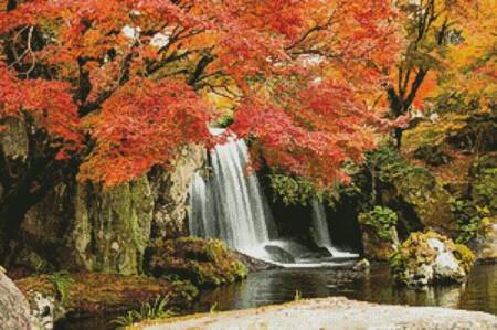 cross stitch pattern Autumn Waterfall