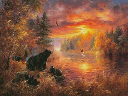 cross stitch pattern Fishing Camp (Large)