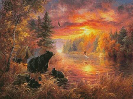 cross stitch pattern Fishing Camp