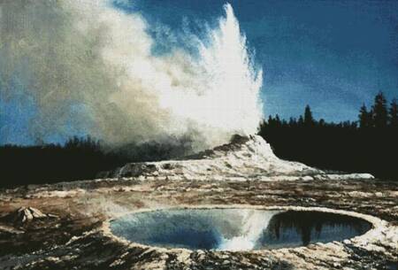 cross stitch pattern Geyser, Yellowstone Park (Large)