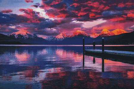 cross stitch pattern Lake McDonald Sunset (Large)