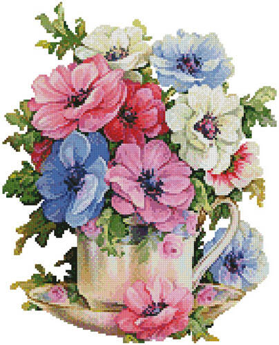 cross stitch pattern Mini Anemone Teacup