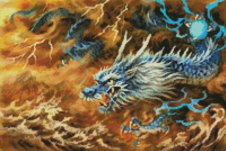 cross stitch pattern Mini Blue Dragon of the East