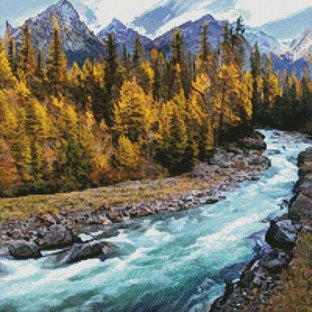 cross stitch pattern Mini Mountain Forest Stream