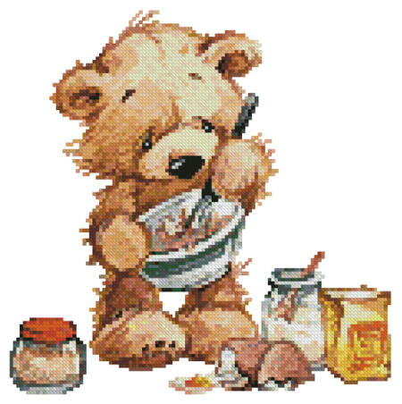 cross stitch pattern Mini Teddy Chef 2
