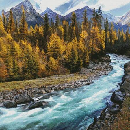 cross stitch pattern Mountain Forest Stream