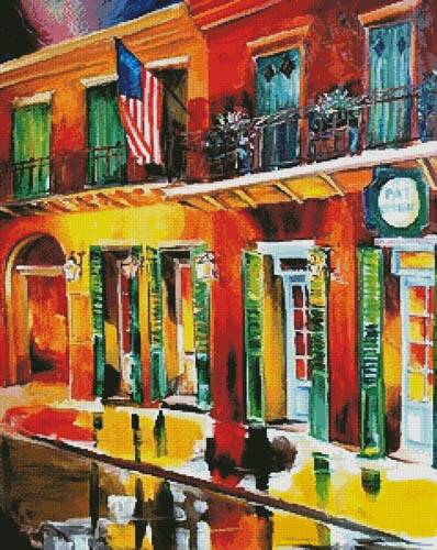 cross stitch pattern Outside Pat O'Brien's Bar