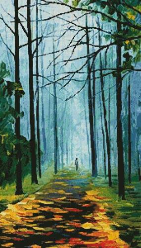 cross stitch pattern Summer Foggy Forest