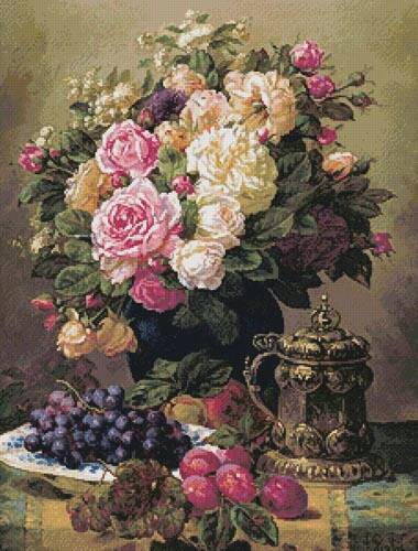 cross stitch pattern Still Life with a Vase of Flowers