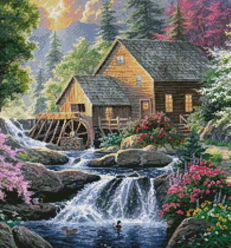 cross stitch pattern Summertime Mill (Crop)