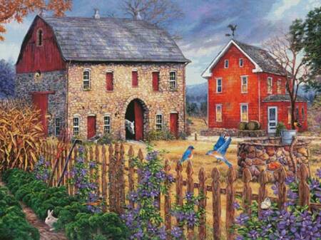 cross stitch pattern The Blue Bird Song (Large)