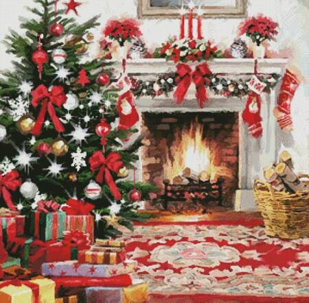 cross stitch pattern Christmas Hearth Square