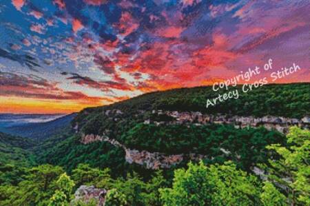 cross stitch pattern Cloudland Canyon Sunrise