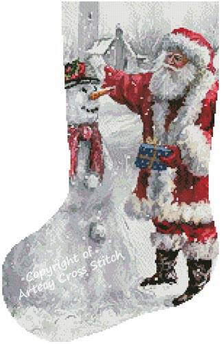 cross stitch pattern Festive Frosty Stocking (Left)