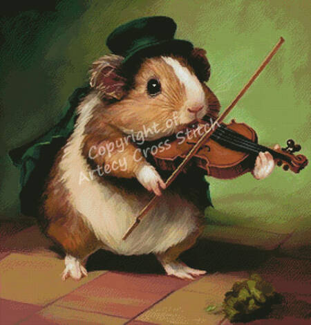 cross stitch pattern Guinea Pig Playing Violin