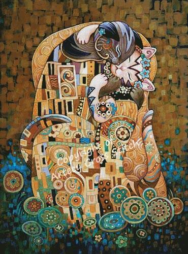 cross stitch pattern Kleo Kats The Kiss (Large)