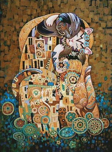 cross stitch pattern Kleo Kats The Kiss