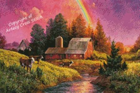 cross stitch pattern Mini Farm after the Rain