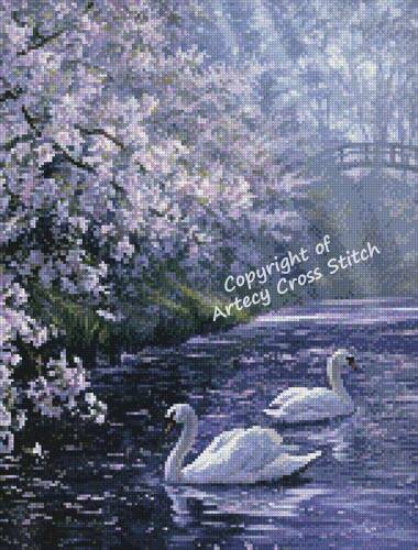 cross stitch pattern Mini Mute Swans 2