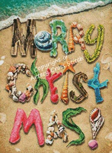 cross stitch pattern Mini Merry Christmas Beach