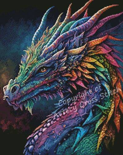 cross stitch pattern Mini Rainbow Dragon