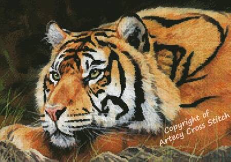 cross stitch pattern Mini Sumatran Tiger Resting