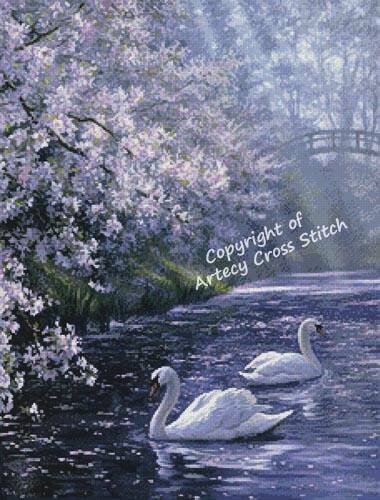 cross stitch pattern Mute Swans 2