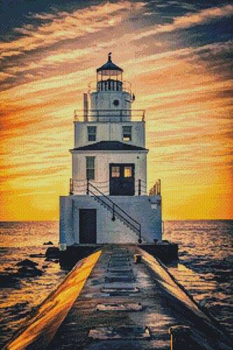 cross stitch pattern Manitowoc Lighthouse