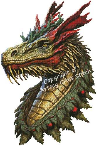 cross stitch pattern Mini Christmas Dragon
