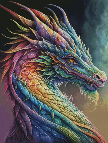 cross stitch pattern Rainbow Dragon 2 (Large)