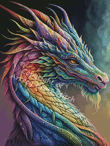 cross stitch pattern Rainbow Dragon 2