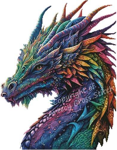 cross stitch pattern Rainbow Dragon (No Background)