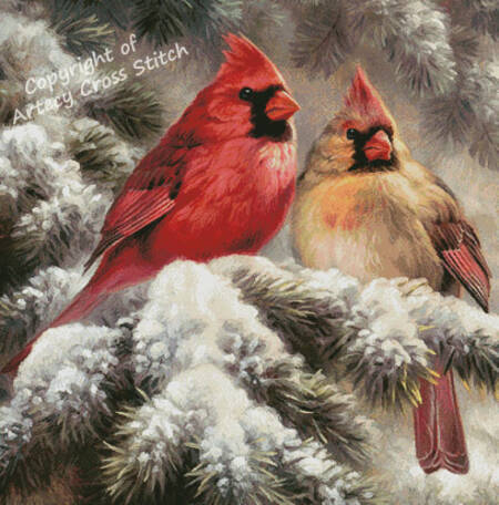 cross stitch pattern Snow Angels (Large Crop)