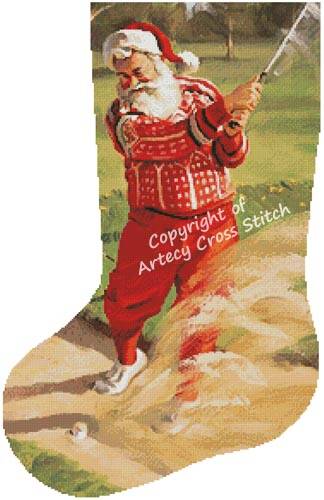 cross stitch pattern Sandy Claus Stocking (Left)