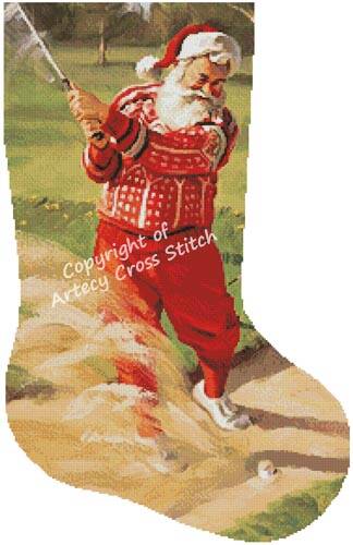 cross stitch pattern Sandy Claus Stocking (Right)